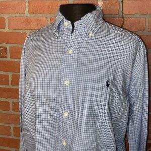 Ralph Lauren Blue and White Check Dress Shirt